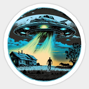 UFO Flying Saucer Alien Abduction Sticker